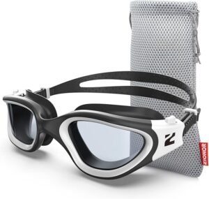 Swim Goggles, G1 SE Swimming Goggles Anti-fog for Adult Men Women (A0-Clear Lens Black White Frame)