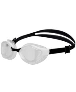 ARENA Unisex Adult Air-Bold Swipe Anti-Fog Training Swim Goggles for Men and Women Cushioned Seals Superior Comfort Non-Mirror Lens, Clear/White/Black