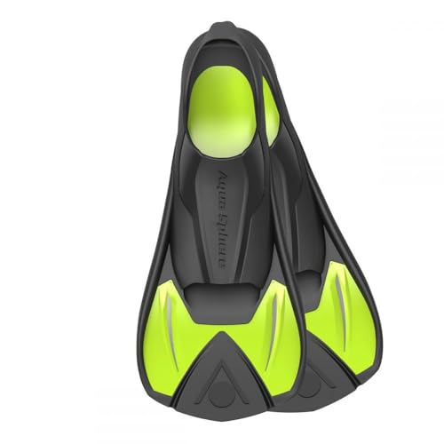 Aqua Sphere Aquasphere MicroFin Swimming Fins - Short Blade Training Fin, Leg Muscle Work Out & Proper Technique for Recreational Swimmers - Comfort Without Cramps | Unisex Adult, Small, Yellow/Black