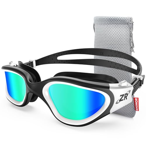 ZIONOR Swim Goggles, Upgraded G1 Polarized Swimming Goggles UV Protection Anti-fog Adjustable Strap for Men Women Adult Indoor or Outdoor (Polarized Mirror Gold Lens)