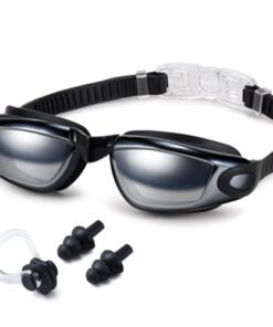 Dizokizo Swim Goggles for Adult Men Women Youth Kids Child with Earplug, Anti-Fog UV Protection Swimming Goggles with HD Lens, Adjustable Silicone Leak-Proof Ergonomic Design with Carry Case (Black)