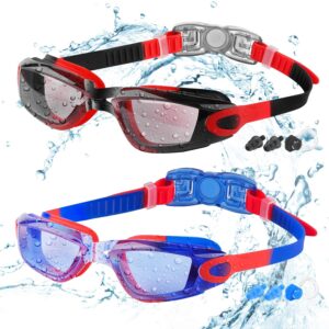 COOLOO Kids Swim Goggles, 2 Packs Swimming Goggles for Kids Girls Boys and Child Age 4-16