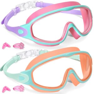 Keary 2 Pack Kids Swim Goggles for 3-15 UV Protection Anti-Fog Pool Water Swimming Goggles For Boys Girls Youth Toddler