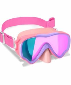 Kids Swim Goggles with Fabric Strap for Kids 3-15, Leak Proof Swimming Goggles Nose Cover 180° Clear View