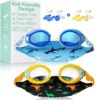 Pixel Panda 2 Pack Kids Swim Goggles with Fabric Strap for 3-14 Anti-Fog Anti-UV, No Leak No Hair Pulling Swimming Goggles