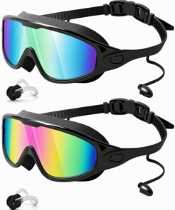 Rantizon Swim Goggles 2 Pack, Wide View Anti Fog&UV Swimming Goggles for Audlt, No Leaking Swim Glasses for Men Women Kids