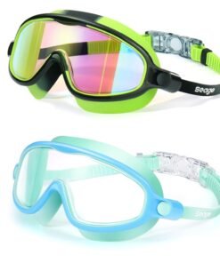 Seago Swim Goggles 2 Pack Anti-Fog Anti-UV Wide View Swimming Goggles for Kids 3-14