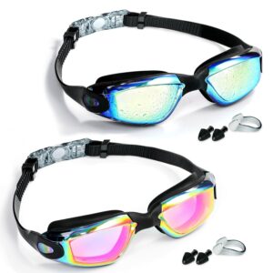 Swim Goggles - 2 Pack Swimming Goggles Anti Fog No Leaking For Adult Women Men