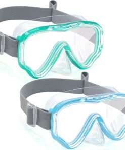 Vvinca Kids-Goggles with Nose Cover, Diving Mask Elastic Fabric Strap Anti Fog Anti Shattered Lens for Kids Swim Goggles 3-14