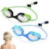 Vvinca Kids Swim Goggles with Bungee Strap No Leaking Anti Fog Toddler Goggles with Quick Adjust Ages 3-14