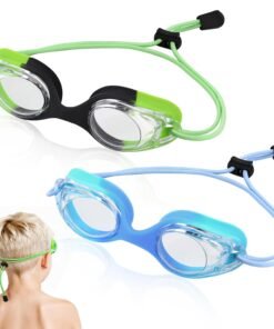 Vvinca Kids Swim Goggles with Bungee Strap No Leaking Anti Fog Toddler Goggles with Quick Adjust Ages 3-14