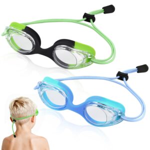 Vvinca Kids Swim Goggles with Bungee Strap No Leaking Anti Fog Toddler Goggles with Quick Adjust Ages 3-14