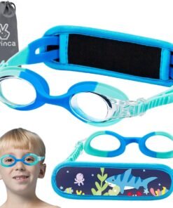 Vvinca Kids Swim Goggles with Fabric Strap No Tangle Pain-Free, Anti-Fog Swimming Pool Goggle No Leak for Toddlers Girls Boys