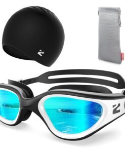 ZIONOR G1 Lite Swim Goggles with Swim Cap Comfortable Anti-fog Swimming Goggles Cap Set for Adult Men Women