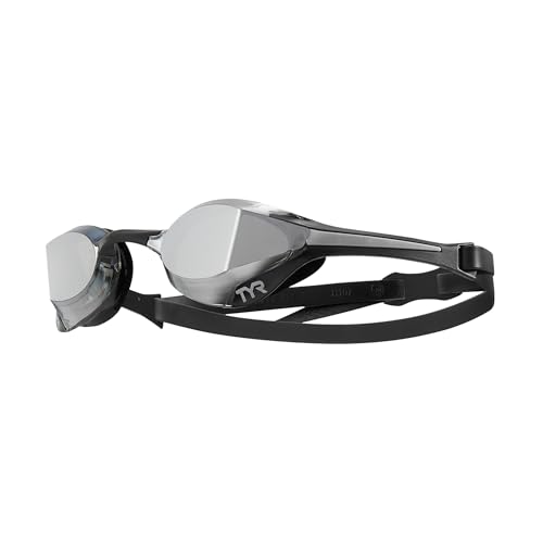 TYR Tracer-X Elite Racing Swim Goggles, Silver/Black Mirrored
