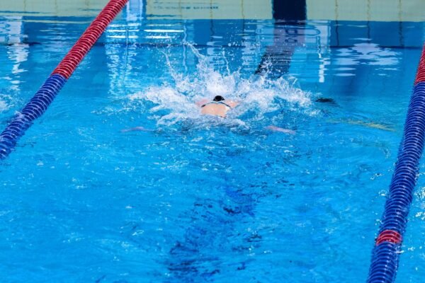Competitive swimmer sprinting during speed and power swim training